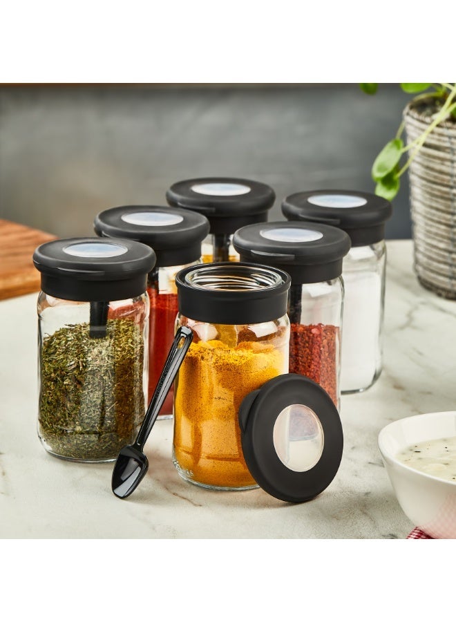 Glass Containers with Lid and Plastic Spoon 6 Pcs Set - Image 1